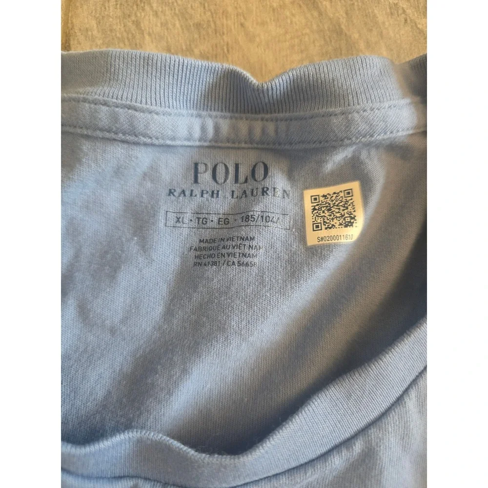 Polo Ralph Lauren Mens XL Long Sleeve T-Shirt Light Blue Cotton Pony Logo‎ Tee